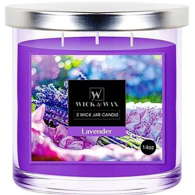 Wick & Wax 3 Wick Jar Candle Lavender 14oz