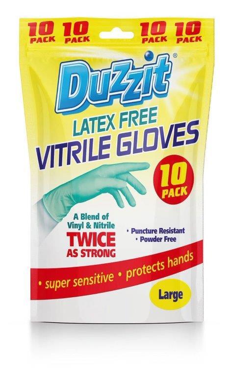 Duzzit Latex Free Vitrile Gloves Large 10pk