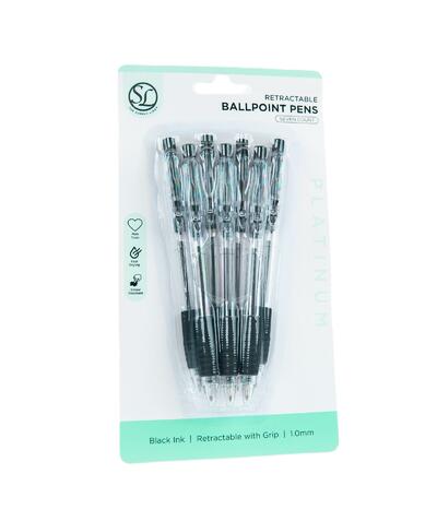 Supply Line Retractable Ballpoint Pens Black Ink 1.0mm 7 count