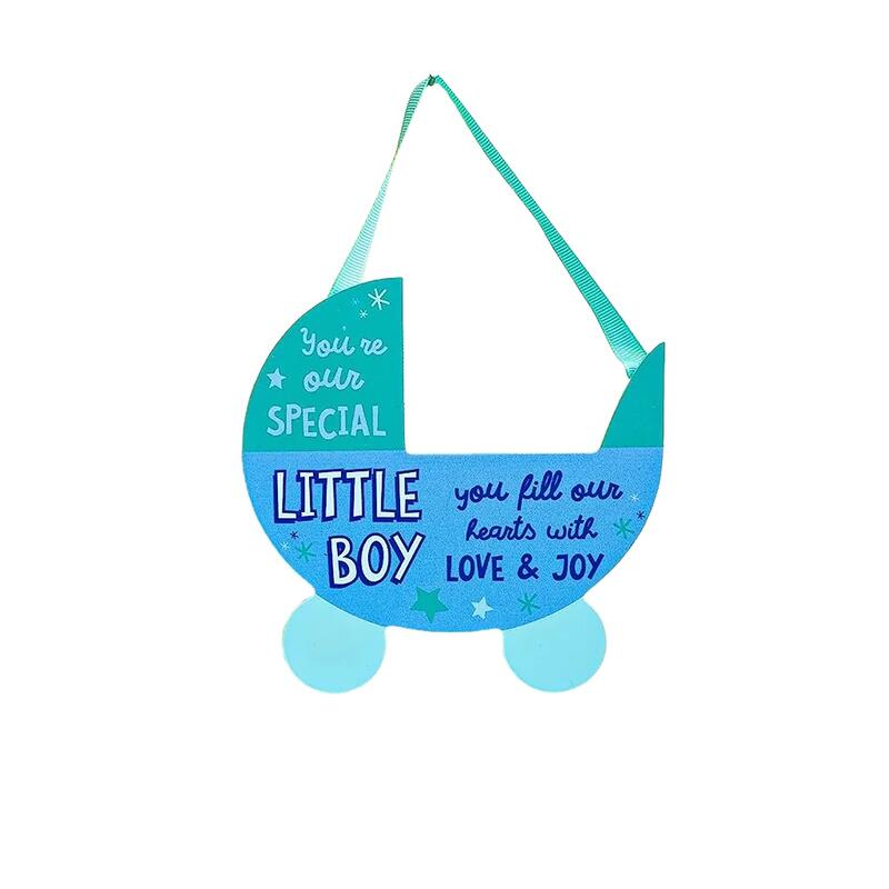 Blue Pram Hanging Plaque