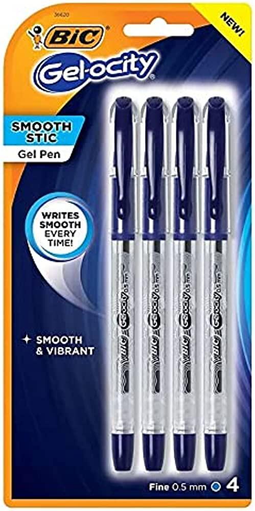 Bic Gelocity Stic 4pk Blue Pen