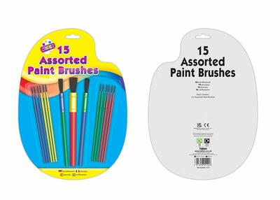 Assorted Plastic Handle Paint Brushes 15ct
