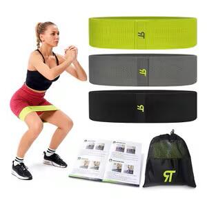 Relaxtony Booty Band Resistance Set 3 Non Slip w/Bag & Guide