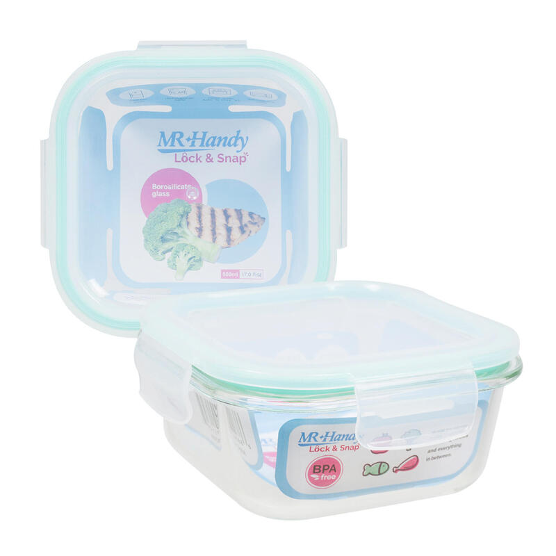Food Container Sqrare Glass 500ml