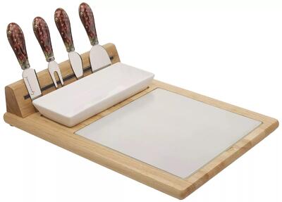 Epicureanist Cheese Tray Set Bamboo Tray Ceramic