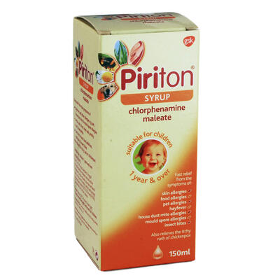 Piriton Syrup Glaxo Symptomatic Antihistamines Allergic Conditions Relief 150ml: $29.95