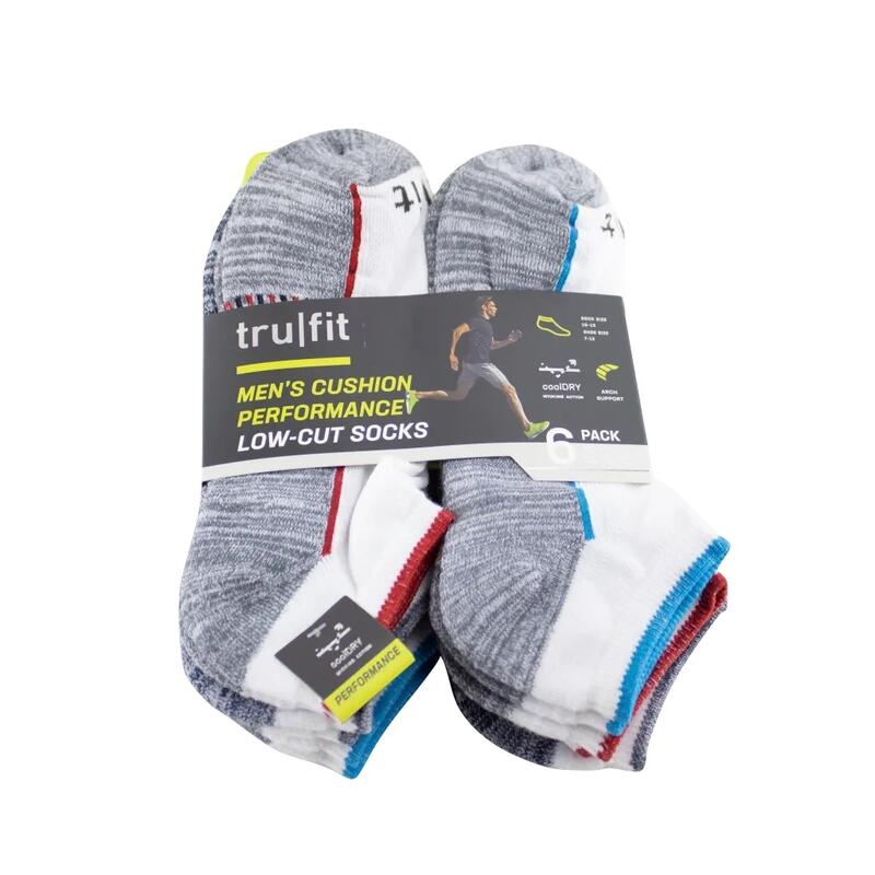TrulFit Men's Cushion Performance Low Cut Socks 6pk