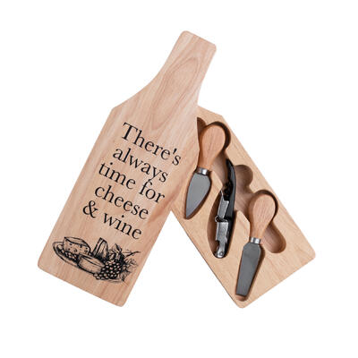 Cheese & Wine Set In Wooden Case Knives Corkscrew: $85.01