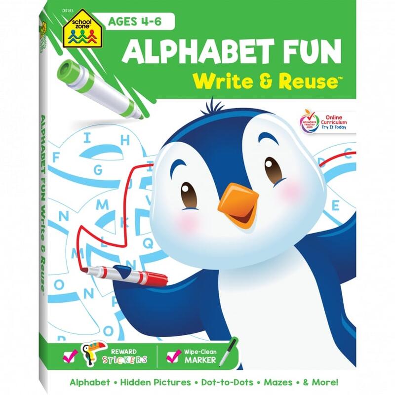 School Zone Alphabet Spiral Write & Reuse Ages 4 to 6 Workbook: $15.00