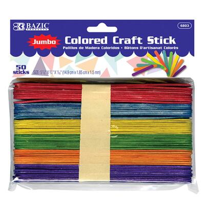 Bazic Jumbo Coloured Craft Stick 50pk