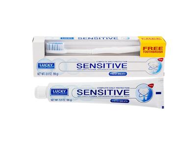 Lucky Super Soft Sensitive Toothpaste With Brush 3.5oz