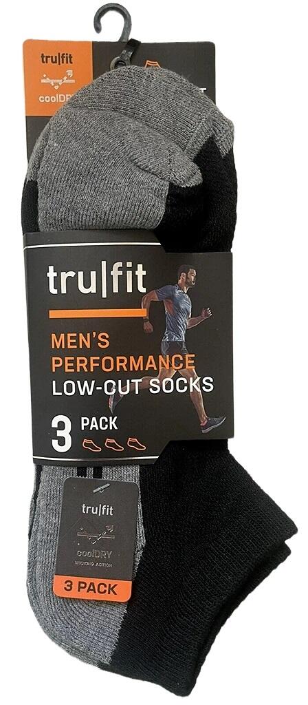 Men's Tru Fit Low Cut Socks Black 3pk